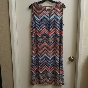 Avenue Mixed Print Chevron Dress